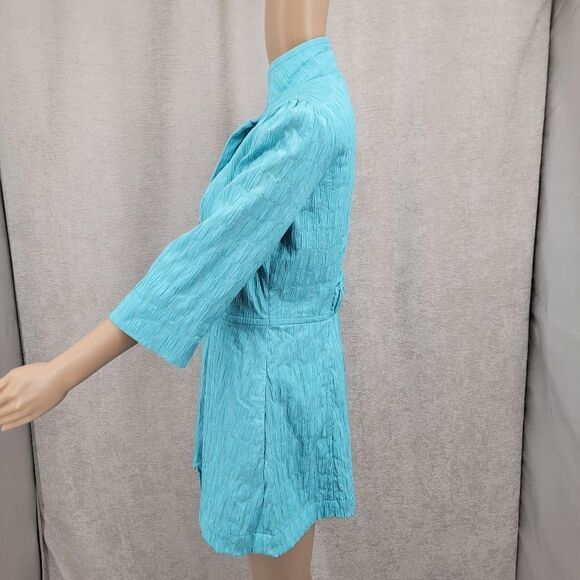 Ethyl Swing Jacket Spring Coat Blue Fit and Flare Pleated 3/4 Sleeves Women's S - Picture 5 of 11